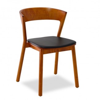 Dany Beechwood Mid Century Modern Commercial Hospitality Restaurant Indoor Custom Upholstered Dining Side Chair